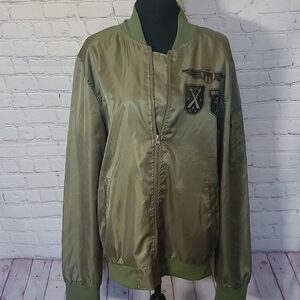 BKC Brooklyn Size Large  Olive Green Bomber Windbreaker Cloth Work Wear